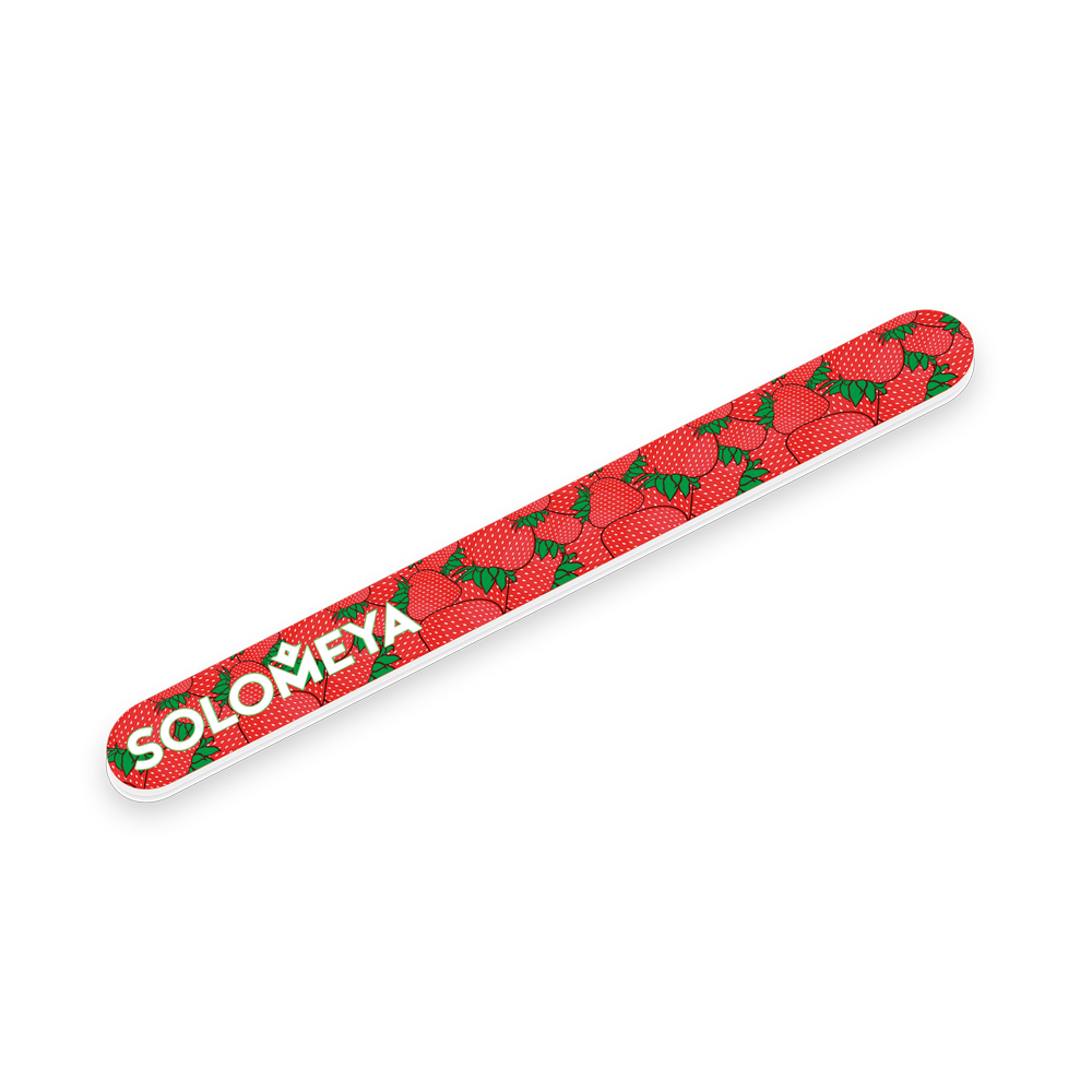 SOLOMEYA Пилка для натуральных и искусственных ногтей 180/220 Земляничный шейк / Wild strawberry shake Nail File 12, фото 2