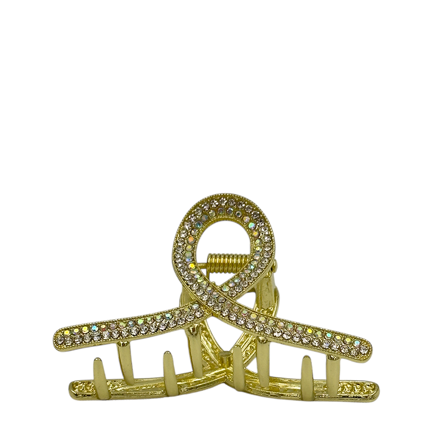 IWOU PROFESSIONAL Краб для волос Элегантная петля золото со стразами 6*4см 1шт, фото 2