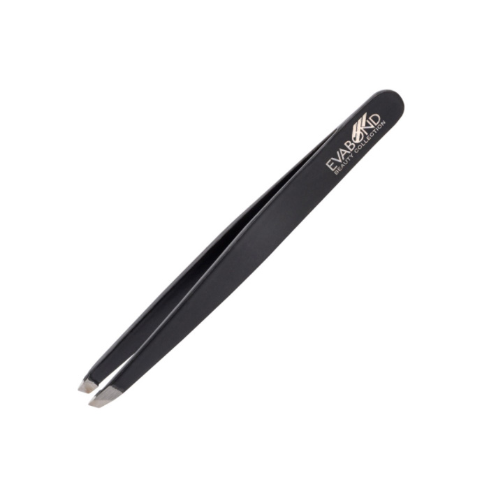 EVABOND Пинцет скошенный для бровей, черный (ручная заточка) nippon nippers инструмент косметологический игла ручная заточка длина 120 мм