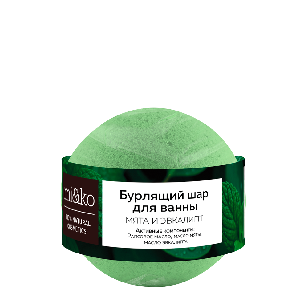 MI&KO Шар бурлящий для ванны, мята и эвкалипт, 200 гр, фото 1