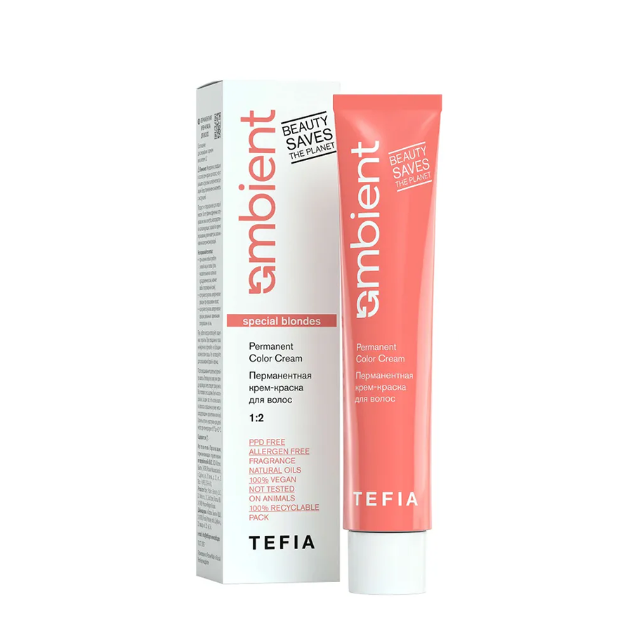 TEFIA 1011 крем-краска перманентная для волос, специальный блондин интенсивный пепельный / AMBIENT 60 мл, фото 2