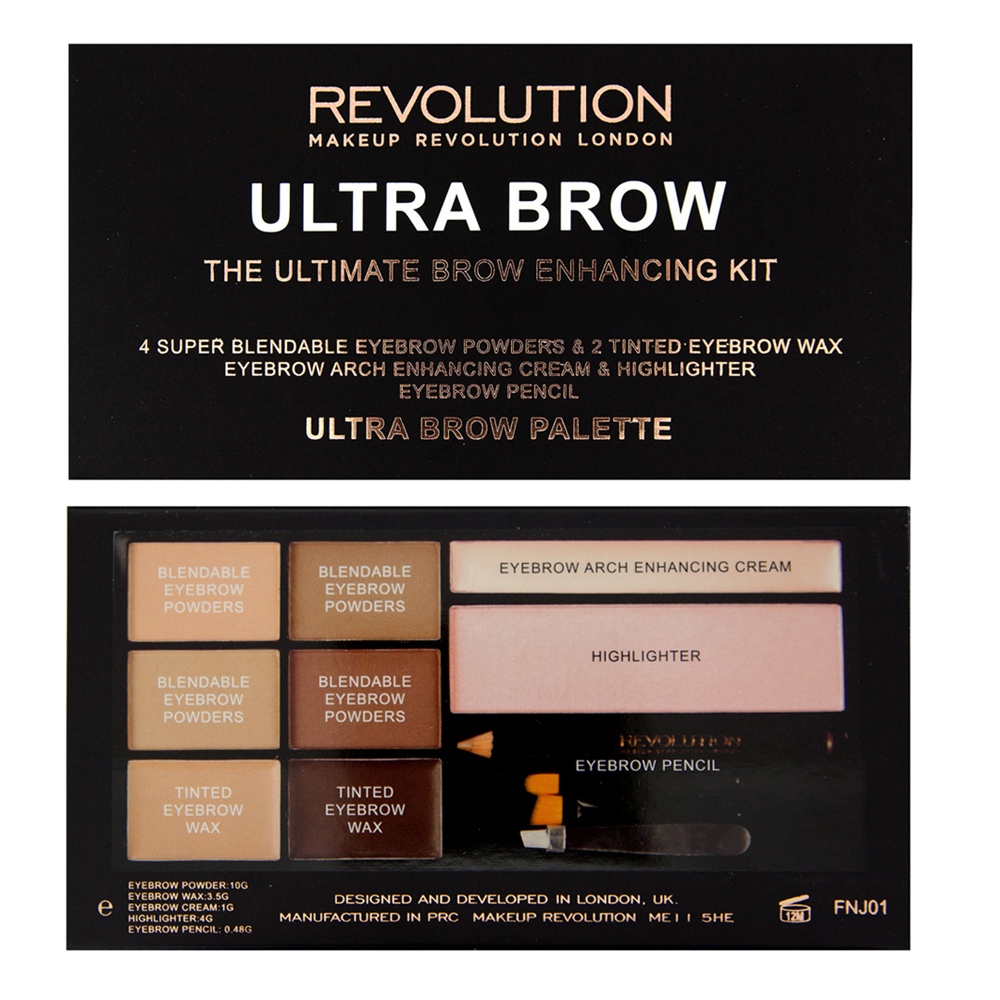 MAKEUP REVOLUTION Палетка теней для бровей / ULTRA BROW PALETTE Fair to Medium