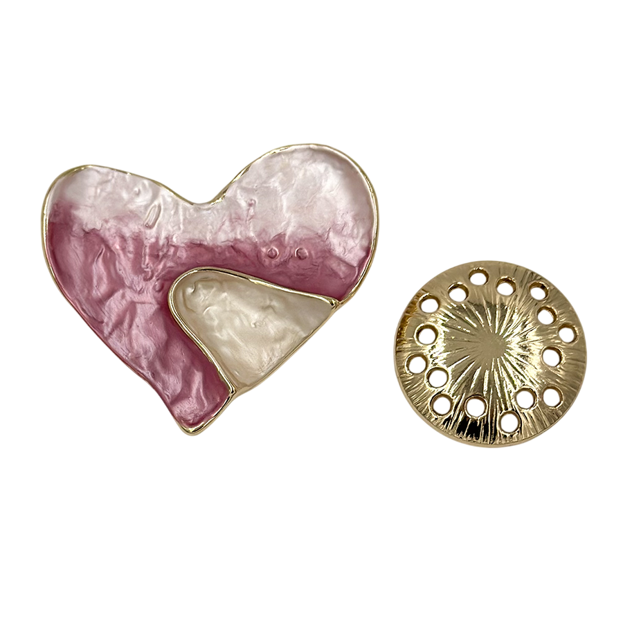 IWOU PROFESSIONAL Брошь-магнит Сердце розовый шёлк, фото 2