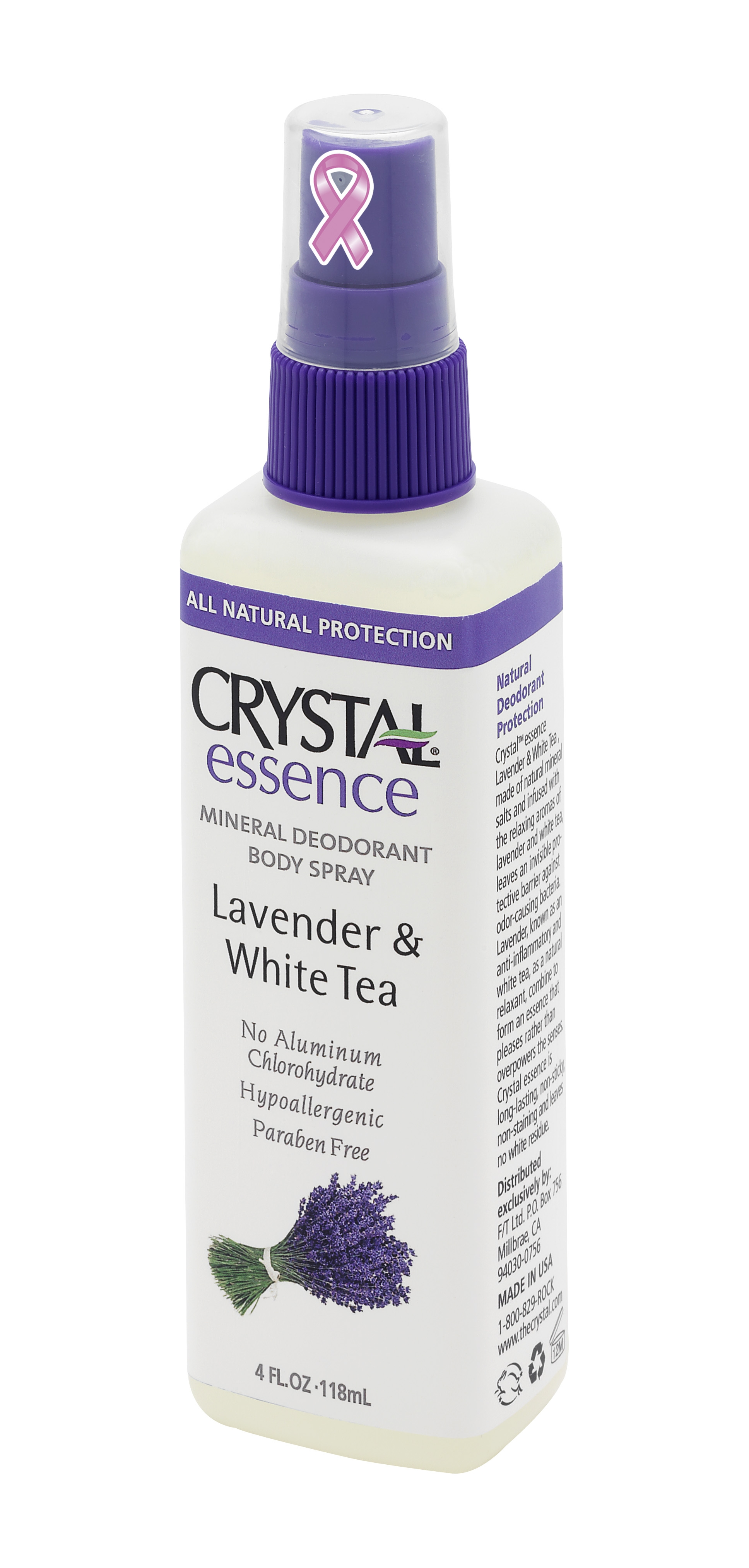 CRYSTAL Дезoдорант-спрей, лаванда и белый чай / Crystal Sprey Lavender & White Tea 118 мл антибактериальный и противомикробный спрей для рук 250 мл