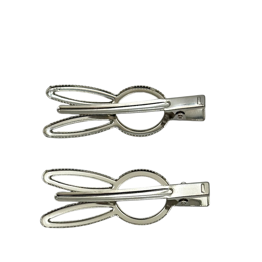 IWOU PROFESSIONAL Зажим для волос Зайчик металл серебро 2шт, фото 3