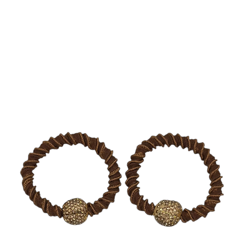 IWOU PROFESSIONAL Резинка для волос Золотая бусина горький шоколад 2шт, фото 1