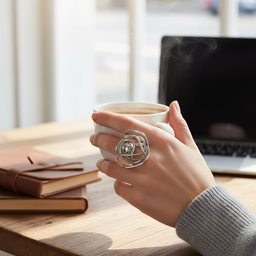 IWOU PROFESSIONAL Кольцо Цветок в серебре, фото 4