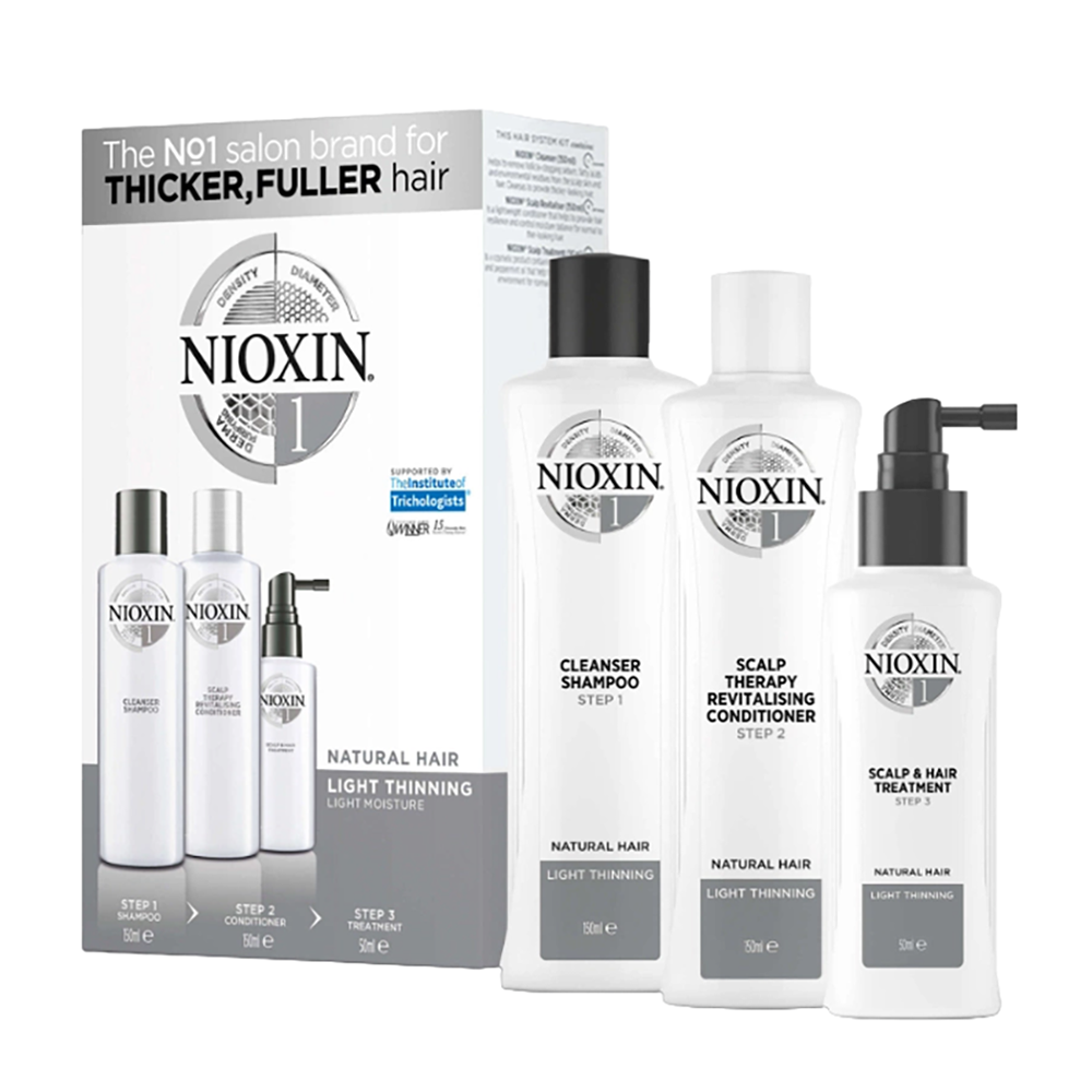 NIOXIN Набор для волос Система 1 (шампунь очищающий 150 мл, кондиционер увлажняющий 150 мл, маска питательная 50 мл)