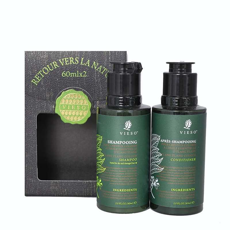 VIESO Набор для окрашенных с экстрактом Иланг-иланга (шампунь + кондиционер) 60 мл*2, фото 2