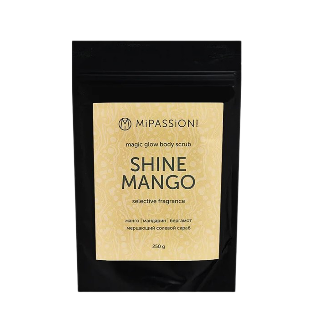 MIPASSIONcorp Скраб мерцающий, манго, мандарин, бергамот / Shine mango magical glow MiPASSiON 250 гр mipassioncorp мерцающий скраб shine mango magical glow 250 0