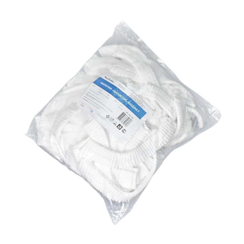 ЧИСТОВЬЕ Шапочка шарлотка Классик из спанбонда, белый 50 шт, фото 2