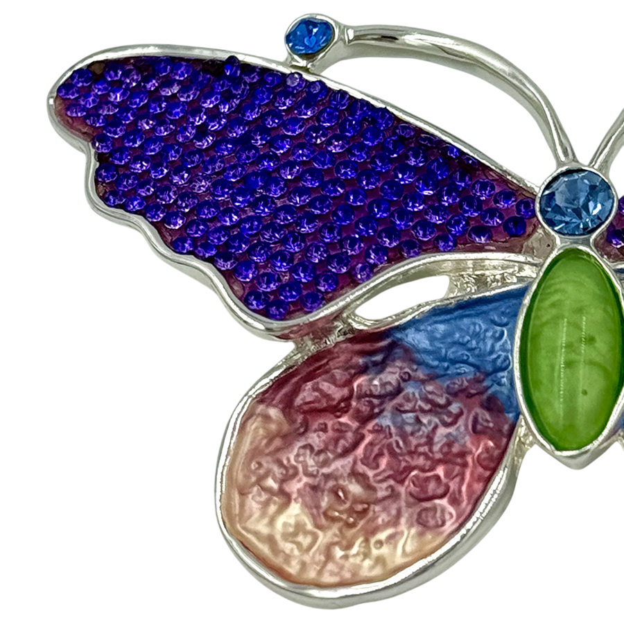 IWOU PROFESSIONAL Брошь-магнит Бабочка со стразами радужная, фото 3