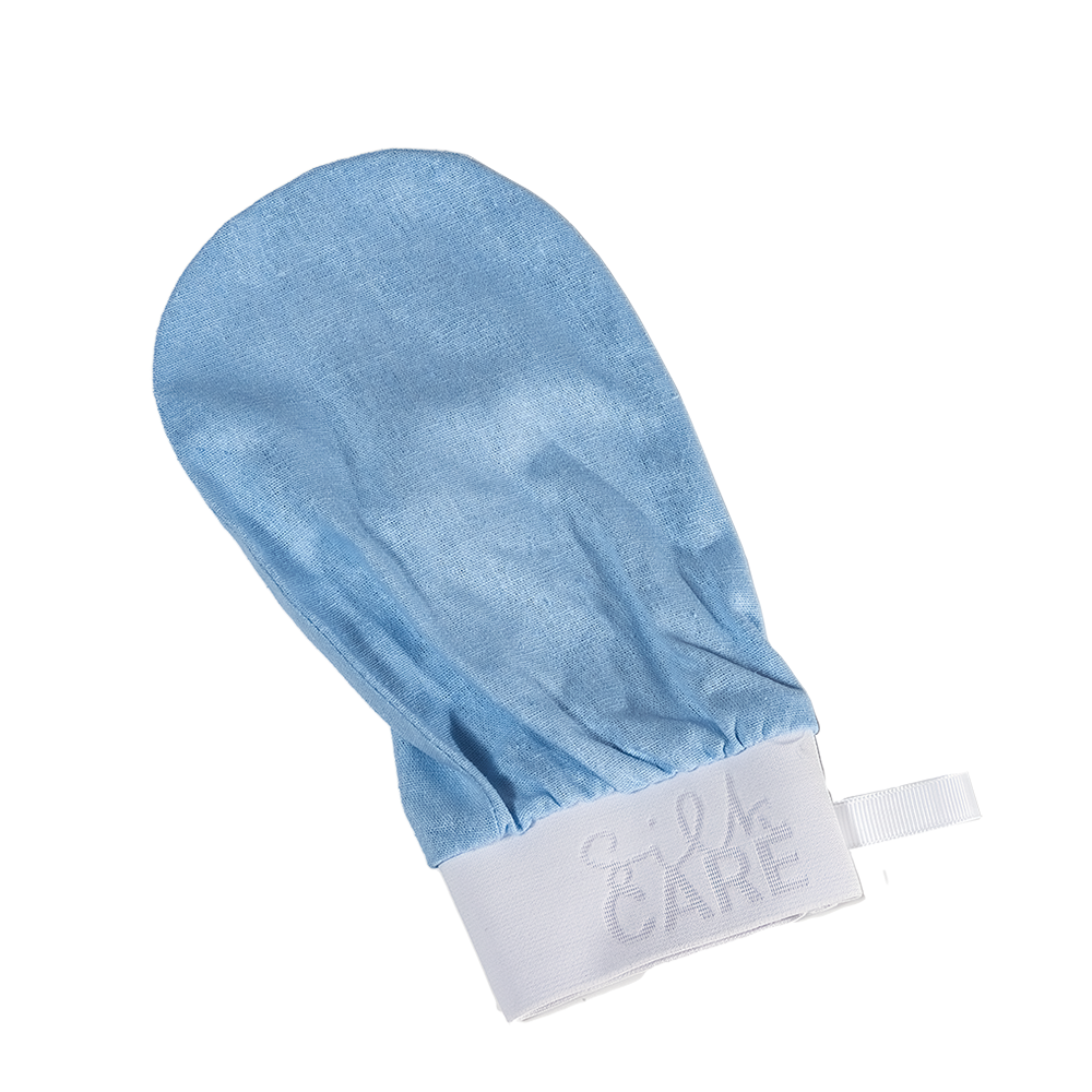 SILK CARE Варежка шелковая для пилинга голубая дойпак / Silk Care Wild Silk, фото 2