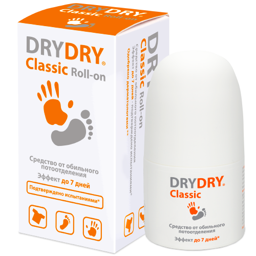 DRY DRY Дезодорант от обильного потоотделения / Classic Roll-on 35 мл uriage дезодорант тройного действия 50 мл 2 шт
