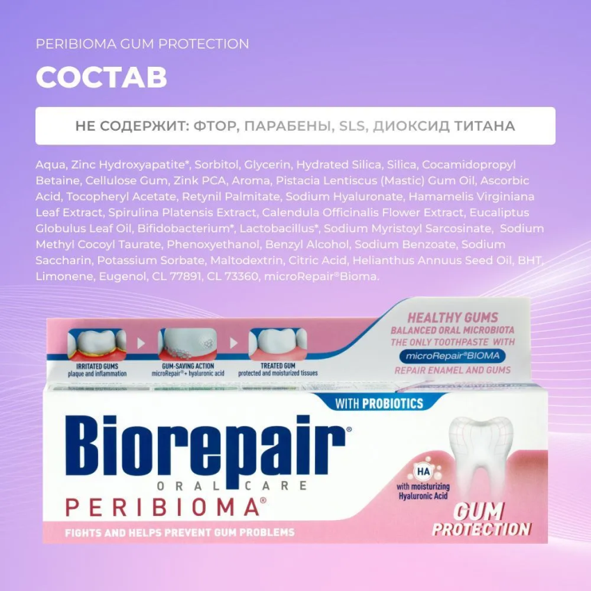 BIOREPAIR Паста зубная для здоровья и защиты десен / Peribioma Gum Protection 75 мл, фото 7