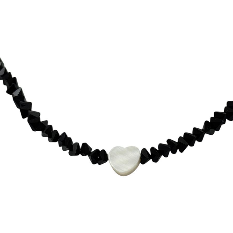 IWOU PROFESSIONAL Чокер Кристалики черный с сердечком, фото 2