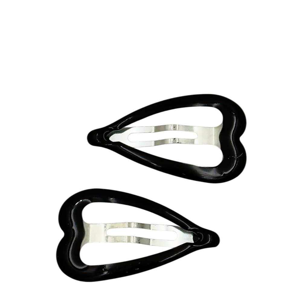 IWOU PROFESSIONAL Заколка клик-клак Сердечки черные 5*3см 2 шт, фото 1