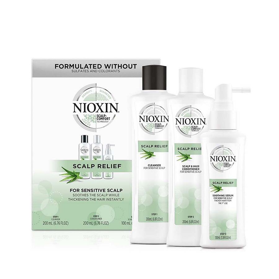 NIOXIN Набор для чувствительной кожи головы и волос (шампунь 200 мл + кондиционер 200 мл + сыворотка 100 мл) / Scalp Relief cool rule несмываемое масло сыворотка для секущихся кончиков волос 100 мл