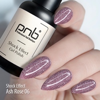 PNB 06 гель-лак для ногтей светоотражающий, пепельно-розовый / Gel Polish SHOCK EFFECT Ash Rose PNB UV/LED 8 мл, фото 2