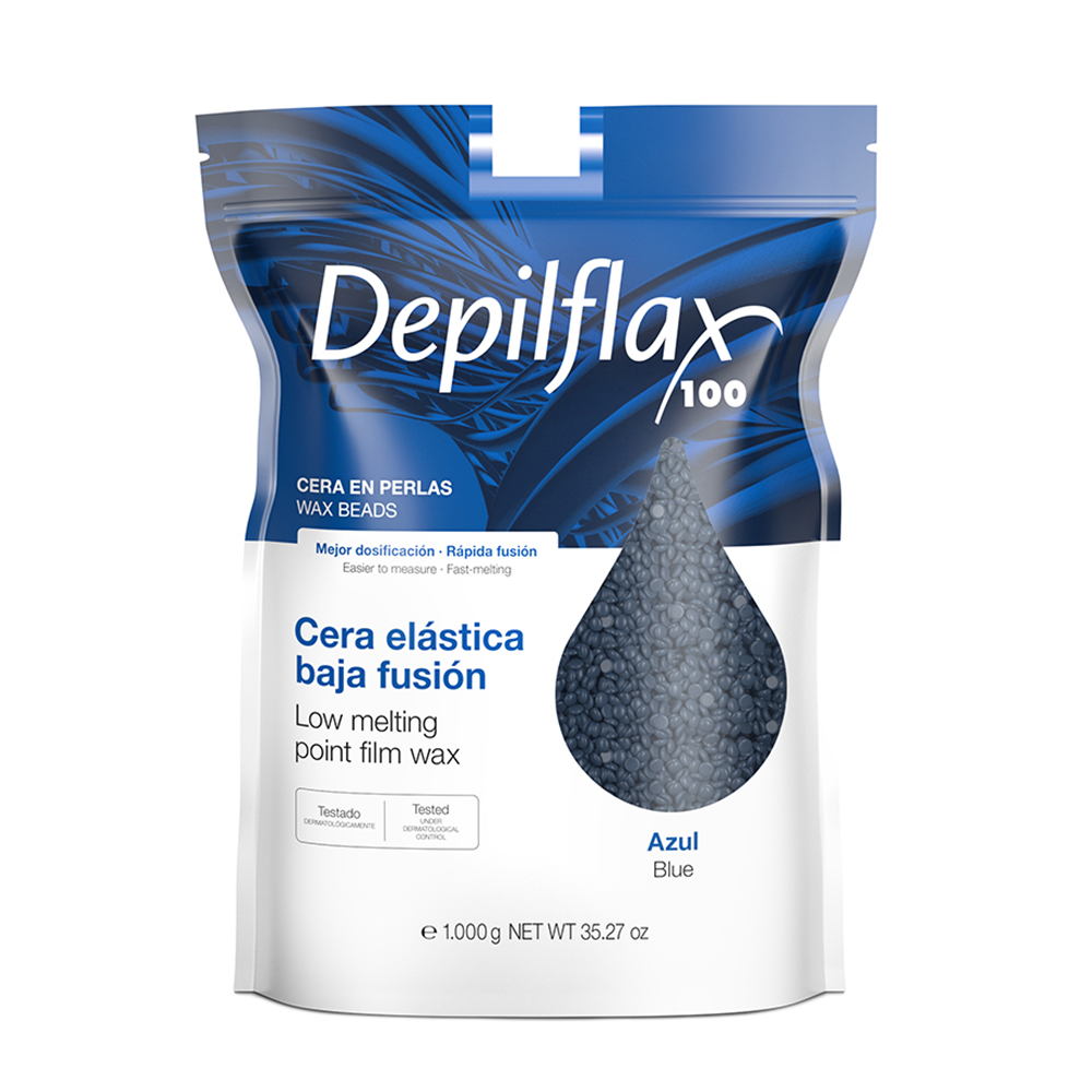DEPILFLAX 100 Воск пленочный в гранулах, синий / Blue Film Wax 1000 г пленочный воск для депиляции tnl luxury touch азуленовый 1000 г
