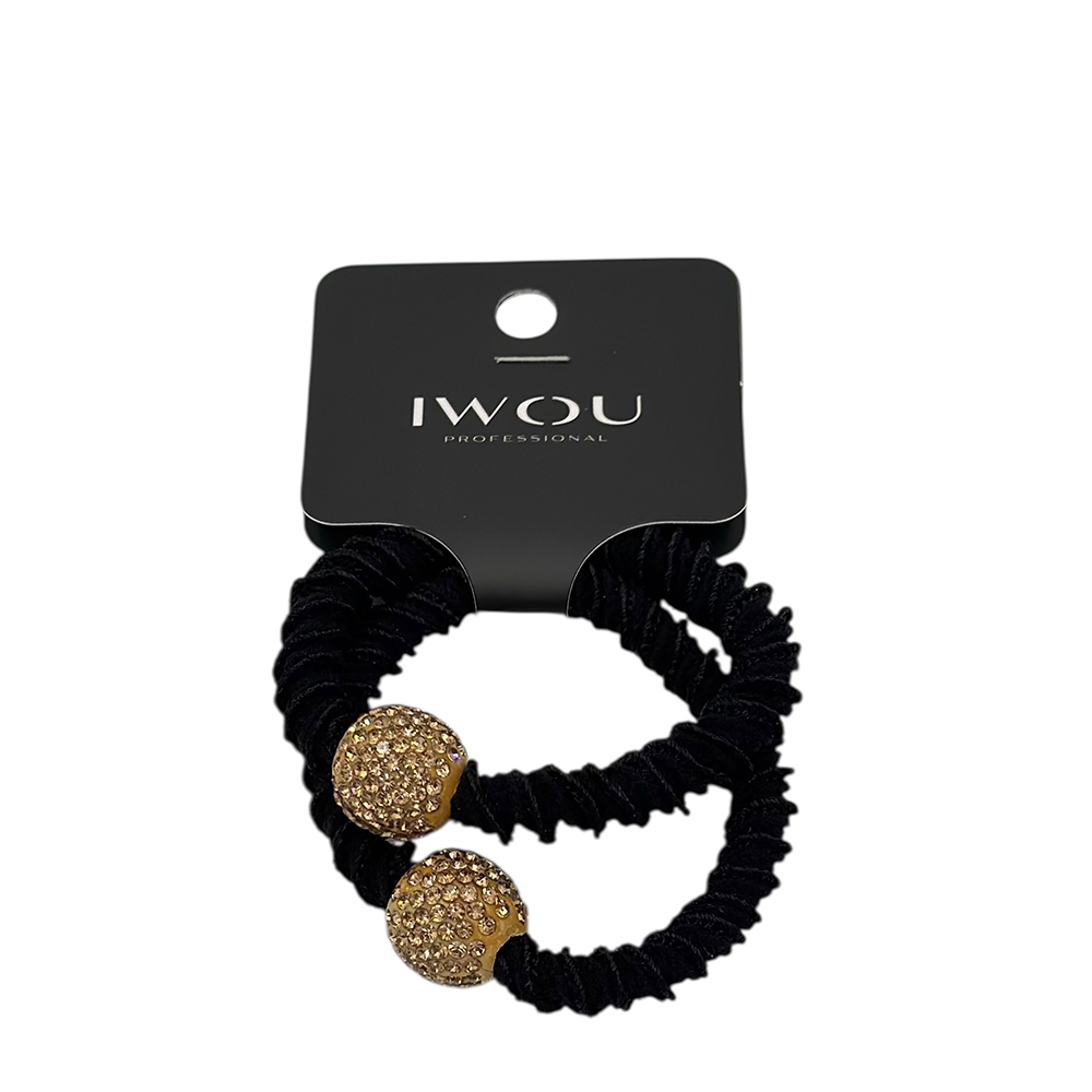 IWOU PROFESSIONAL Резинка для волос Золотая бусина горький кофе 2шт, фото 1