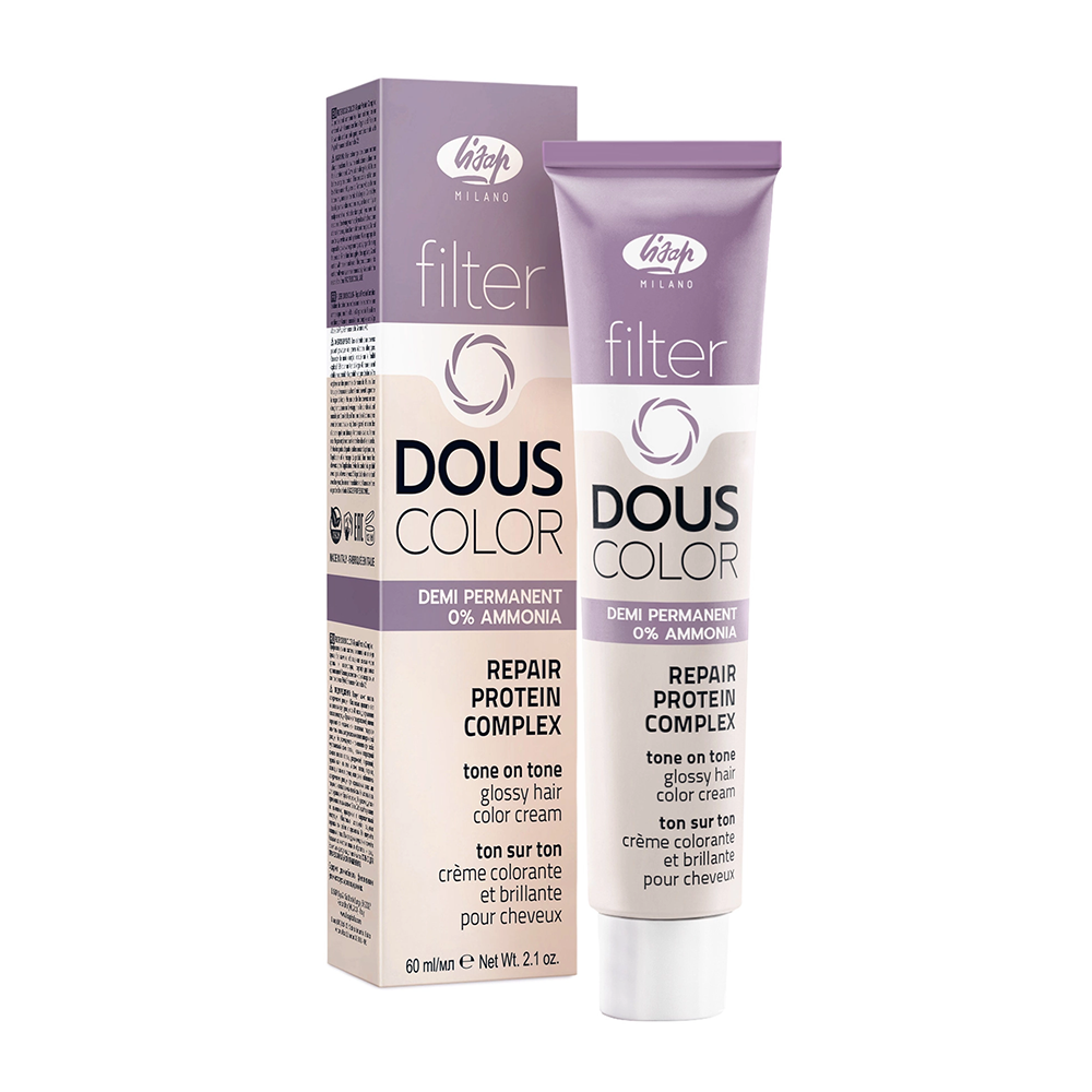 LISAP MILANO 6/55 крем-краска безаммиачная, яркий темный блонд красный / Filter Douscolor 60 мл, фото 2