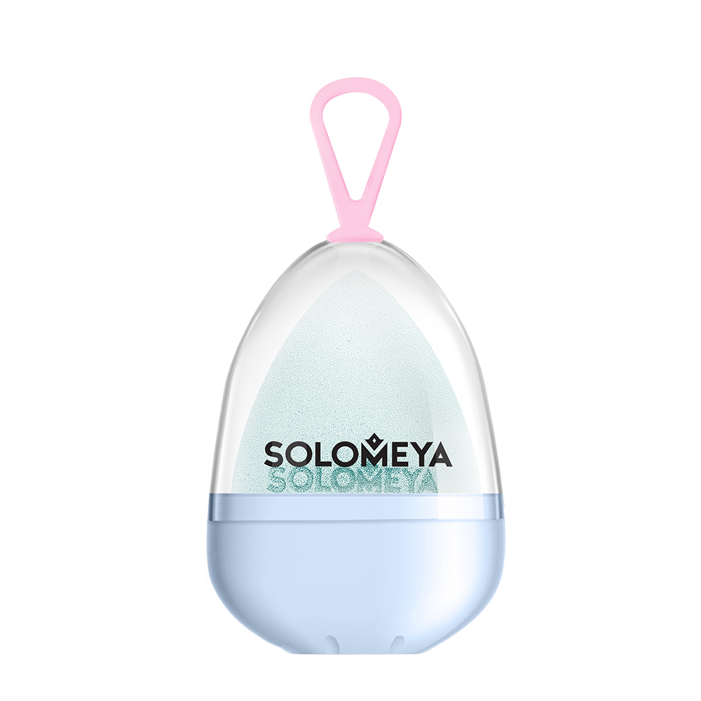 SOLOMEYA Спонж косметический для макияжа меняющий цвет, в упаковке-яйцо / Color Changing blending sponge Blue-pink 1 шт