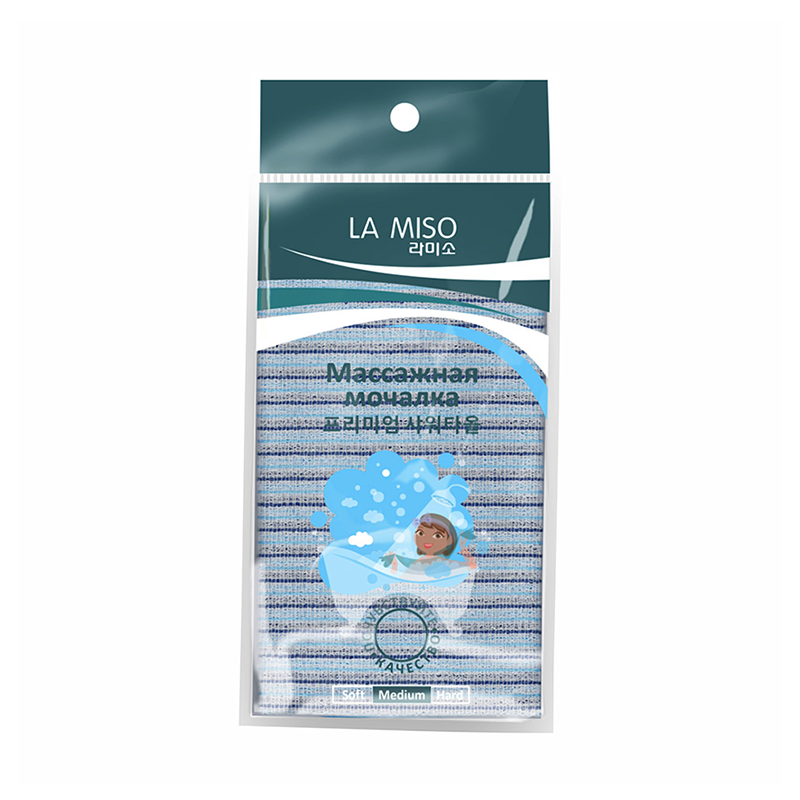 LA MISO Массажная мочалка, голубая / LA MISO medium 1 шт waritex массажная мочалка для спины из сизаля