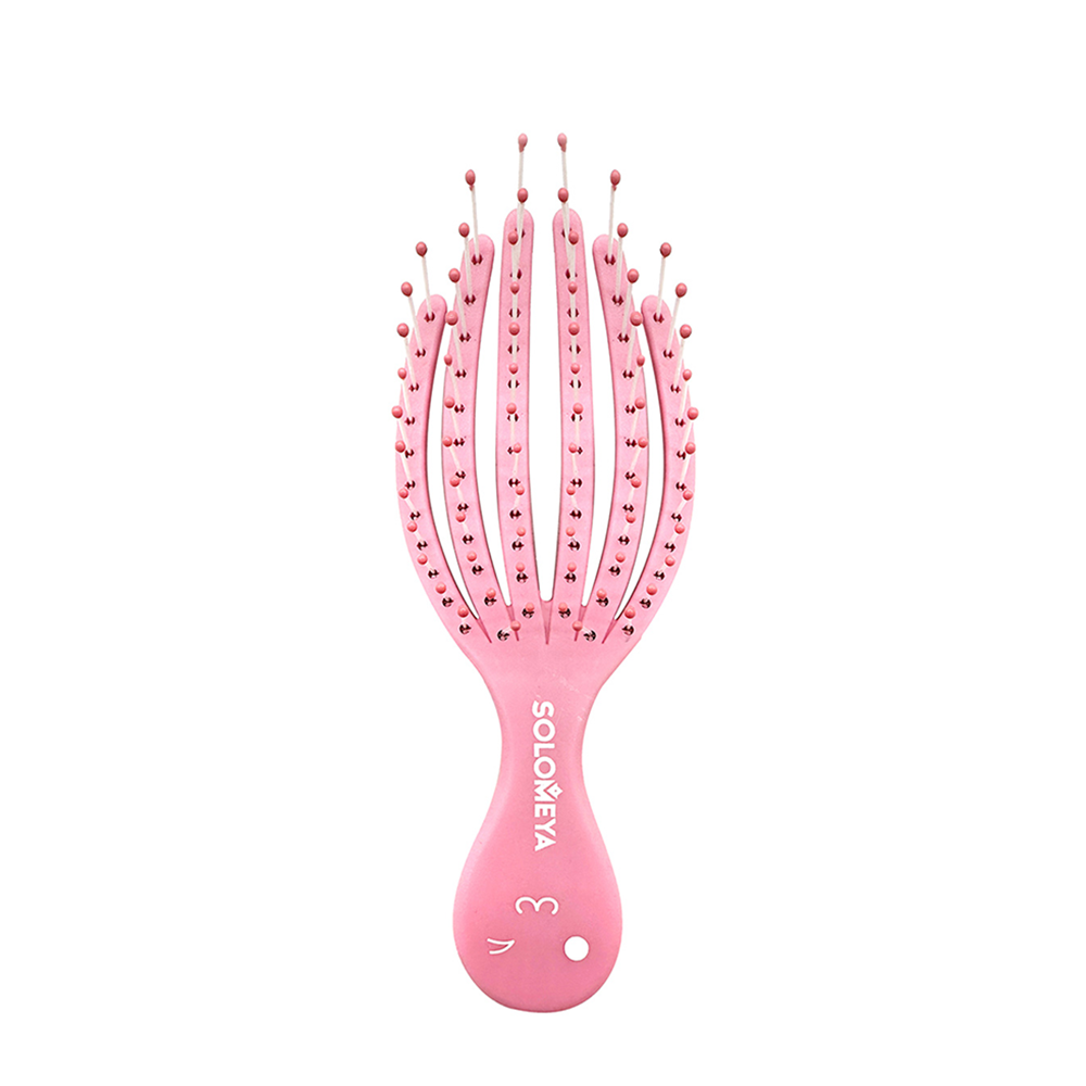 SOLOMEYA Расческа для сухих и влажных волос мини, розовый осьминог / Detangling Octopus Brush For Dry Hair And Wet Hair Mini Pink