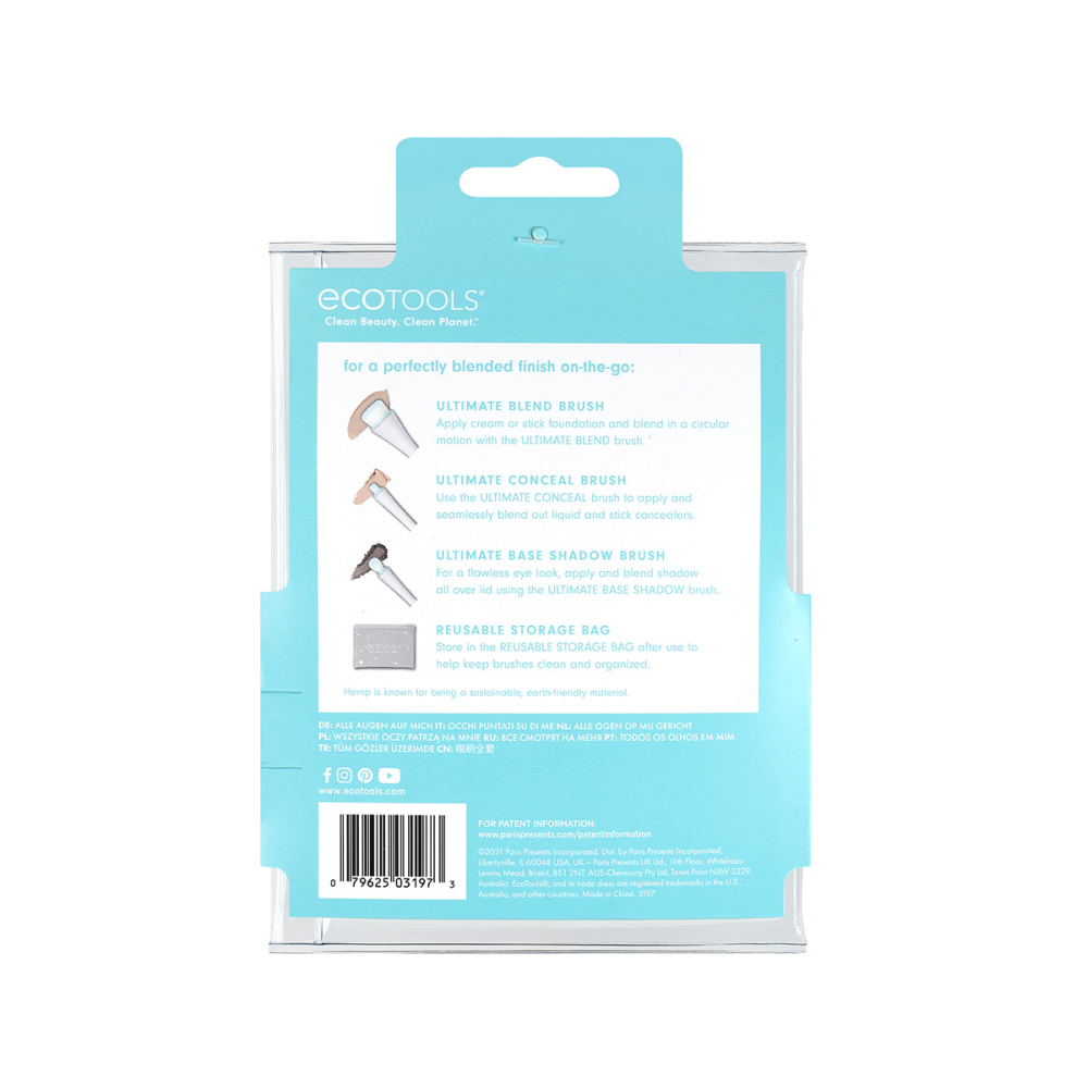 ECOTOOLS Набор мини-кистей для макияжа с косметичкой / All Eyes On Me Mini 360 Ultimate Brush Kit, фото 3