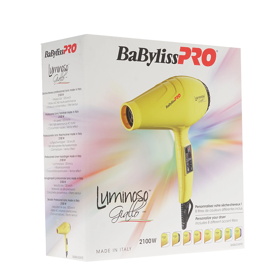 BABYLISS PRO Фен Bab Luminoso Giallo ionic 2100W BAB6350IYE, фото 11