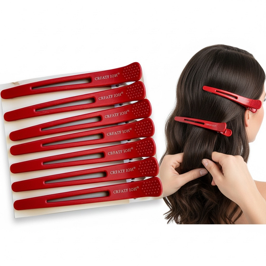 IWOU PROFESSIONAL Зажимы парикмахерские для волос, красные 115мм 6шт/уп, фото 4