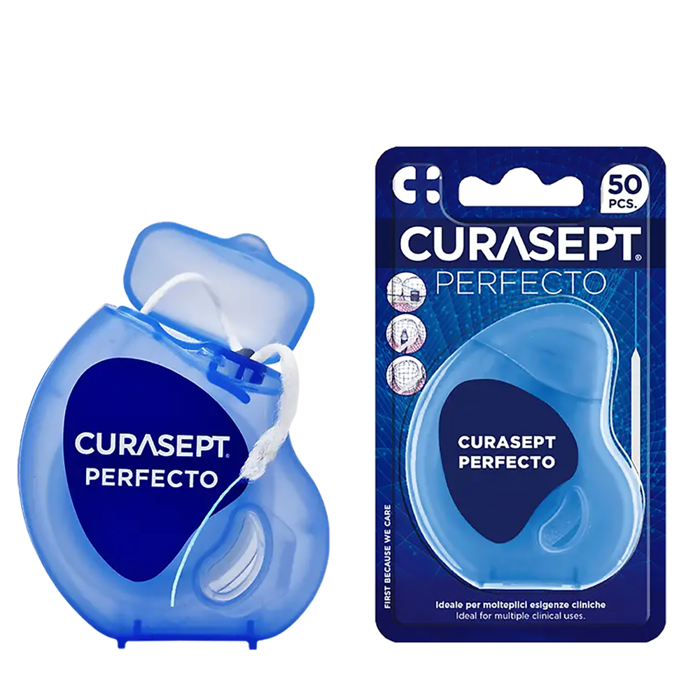 CURASEPT Нить зубная губчатая мягковолокнистая из суперфлосса для брекетов, имплантов и мостов / CURASEPT Perfecto 50 шт, фото 2
