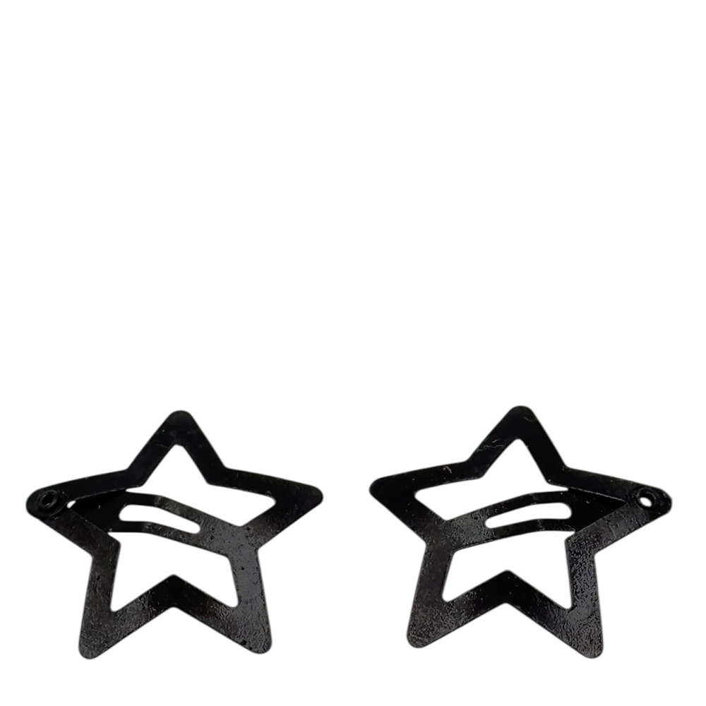 IWOU PROFESSIONAL Заколка клик-клак Звездочки черные 3*3см 2 шт, фото 1