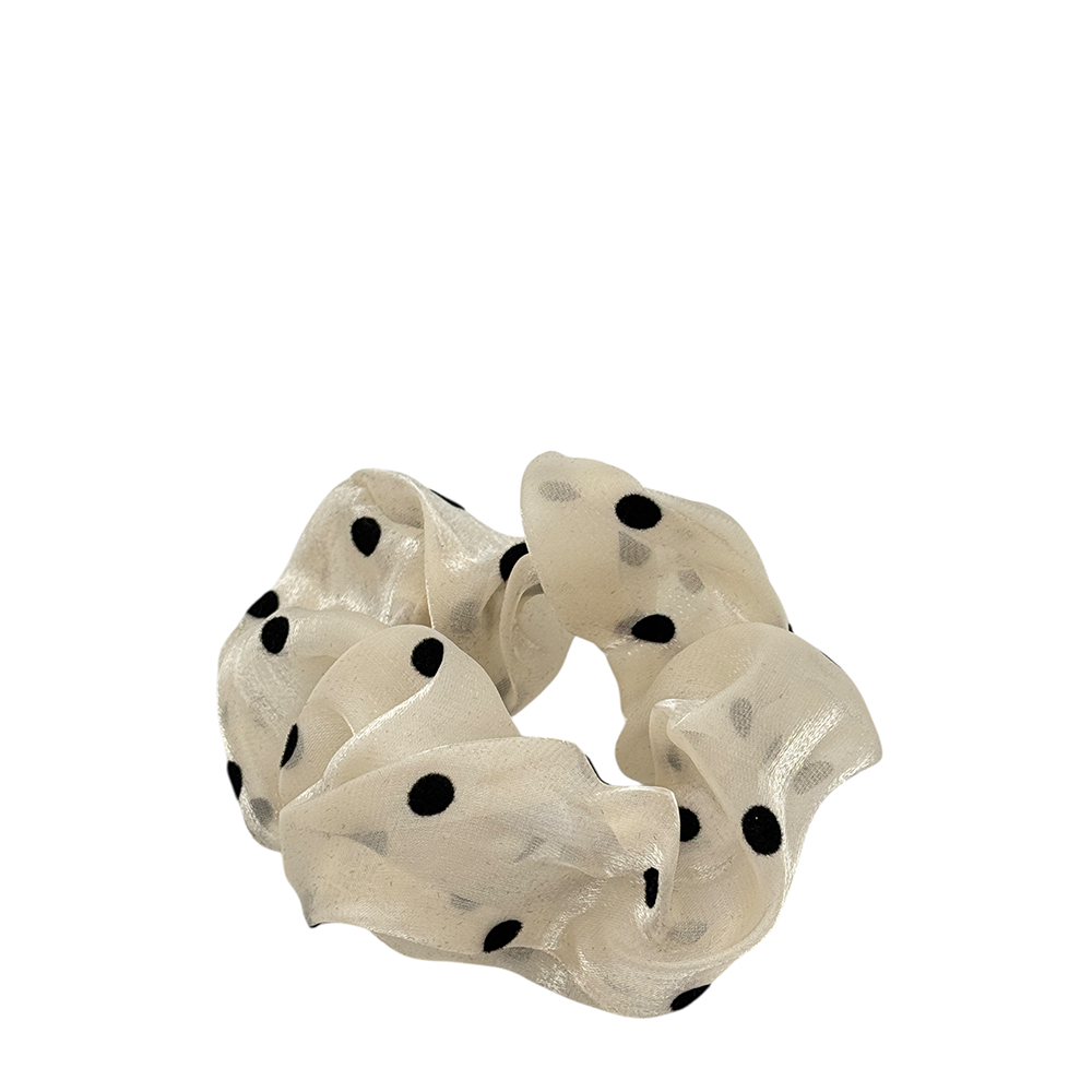 IWOU PROFESSIONAL Резинка для волос Органза в горошек слоновая кость 1шт, фото 1