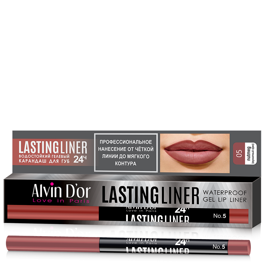 ALVIN D'OR Карандаш гелевый водостойкий для губ, тон 05 мускатный орех / LASTINGLINER 0,29 гр, фото 2
