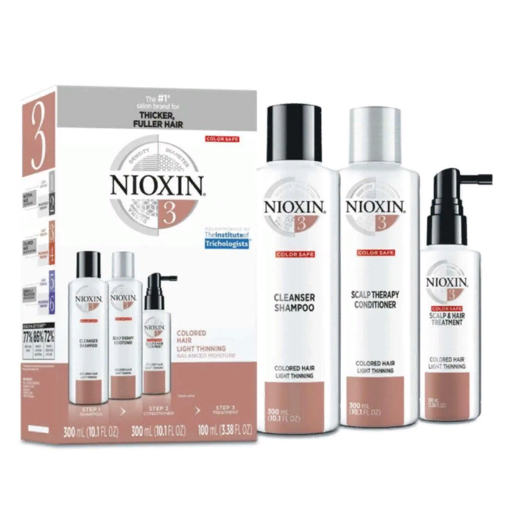 NIOXIN Набор для волос Система 3 (шампунь очищающий 300 мл, кондиционер увлажняющий 300 мл, маска питательная 100 мл) nioxin набор для волос система 2 шампунь очищающий 150 мл кондиционер увлажняющий 150 мл маска питательная 40 мл