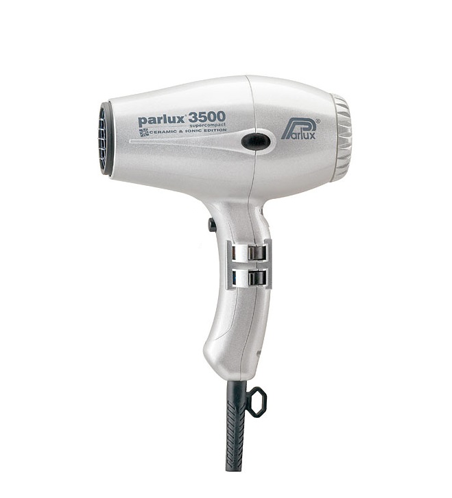 

PARLUX Фен Parlux 3500 Supercompact Ceramic+Ionic серебристый, ионизация, 2 насадки 2000 Вт