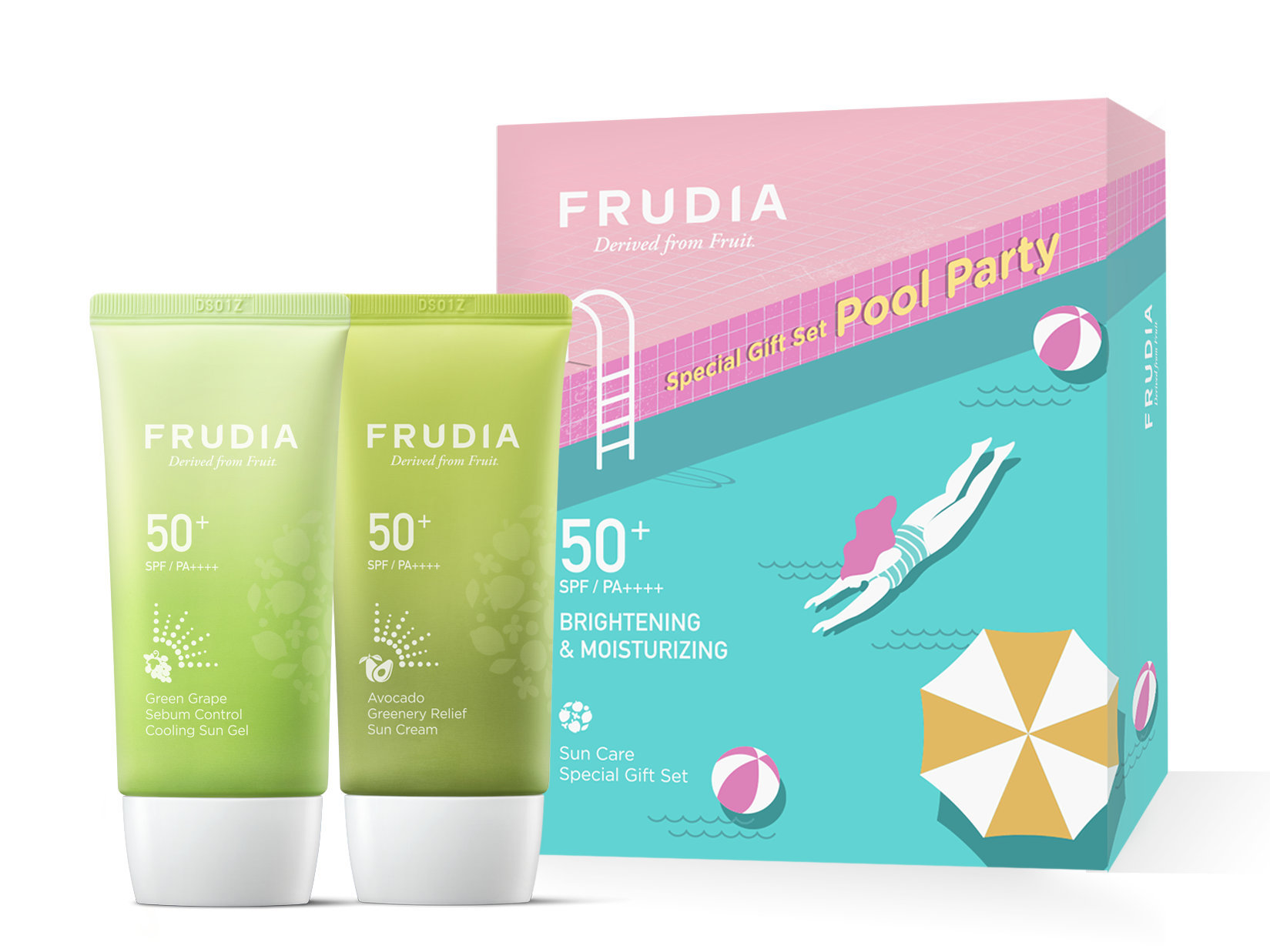 

FRUDIA Набор солнцезащитных средств SPF50+/PA++++ Виноград и Авокадо (гель 50 мл + крем 50 мл)