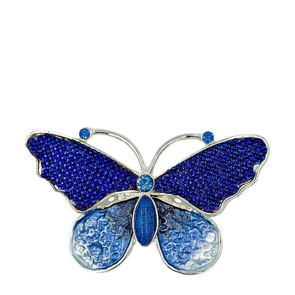 IWOU PROFESSIONAL Брошь-магнит Бабочка со стразами синяя, фото 1