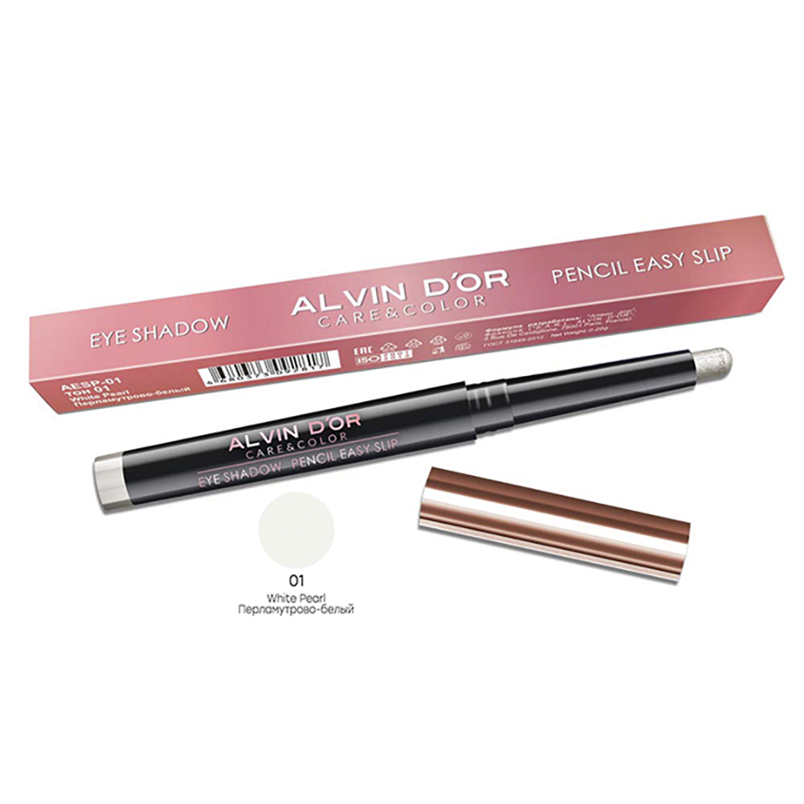 ALVIN D'OR Тени-карандаш для век, тон 01 / Pencil easy slip white pearl 0,29 гр, фото 2