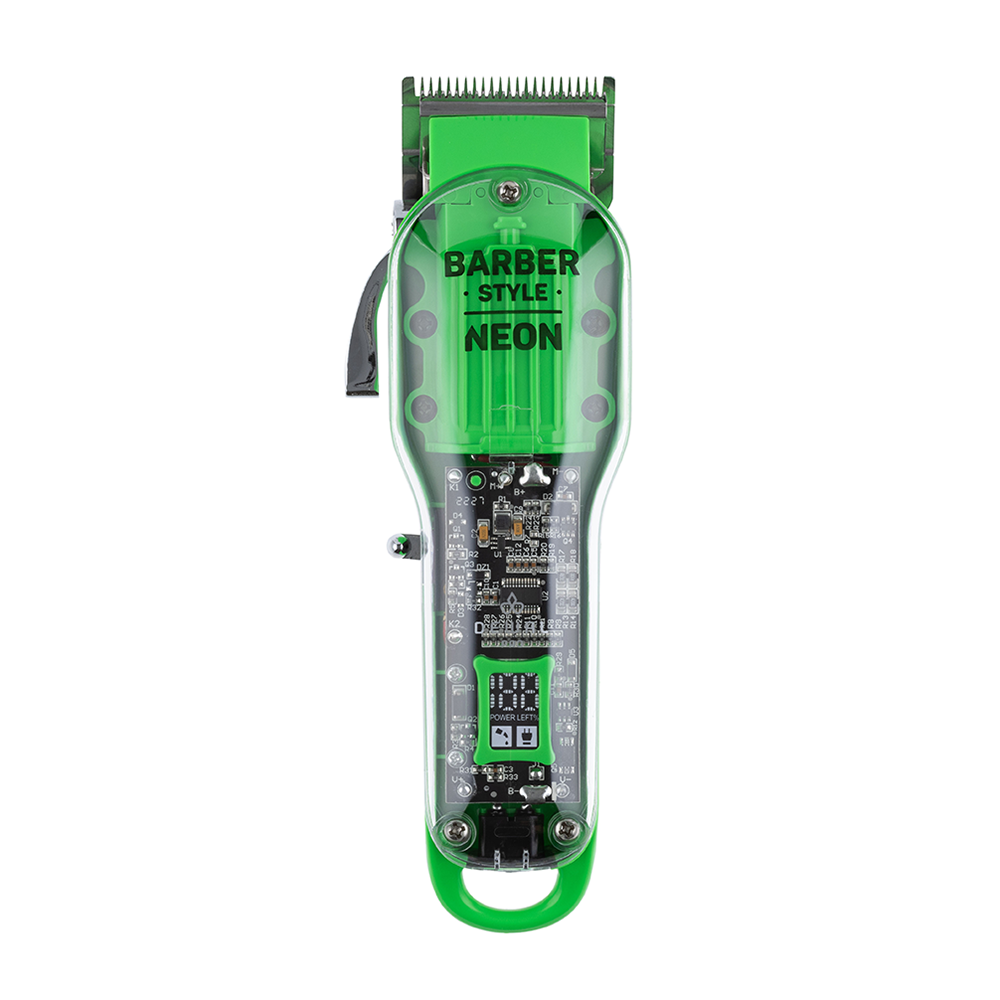 DEWAL PROFESSIONAL Машинка для стрижки Neon Green, аккумуляторно-сетевая, 6000 об/мин, нож 45 мм, 0,8 - 2,0 мм, 6 насадок