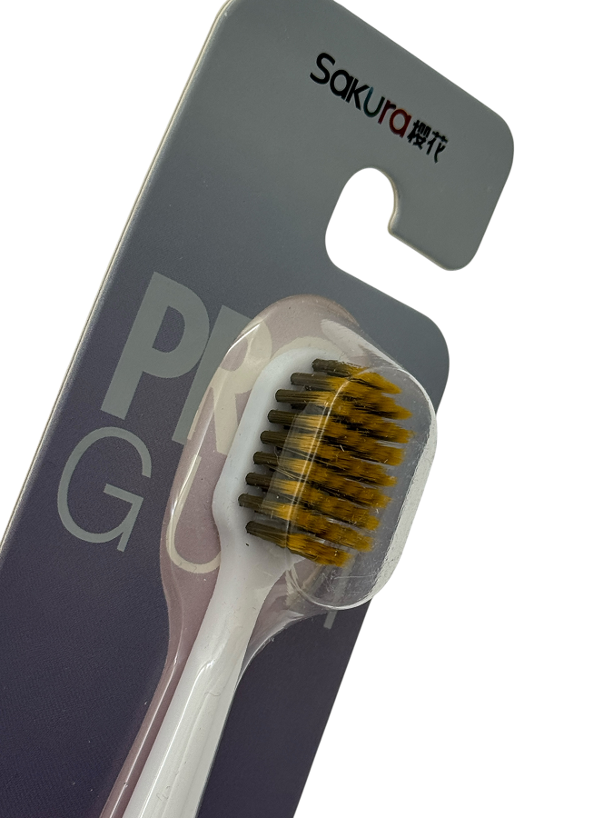 IWOU PROFESSIONAL Зубная щетка из древесного угля белая 0,15мм/FARRES Sakura PRO GUM, фото 2