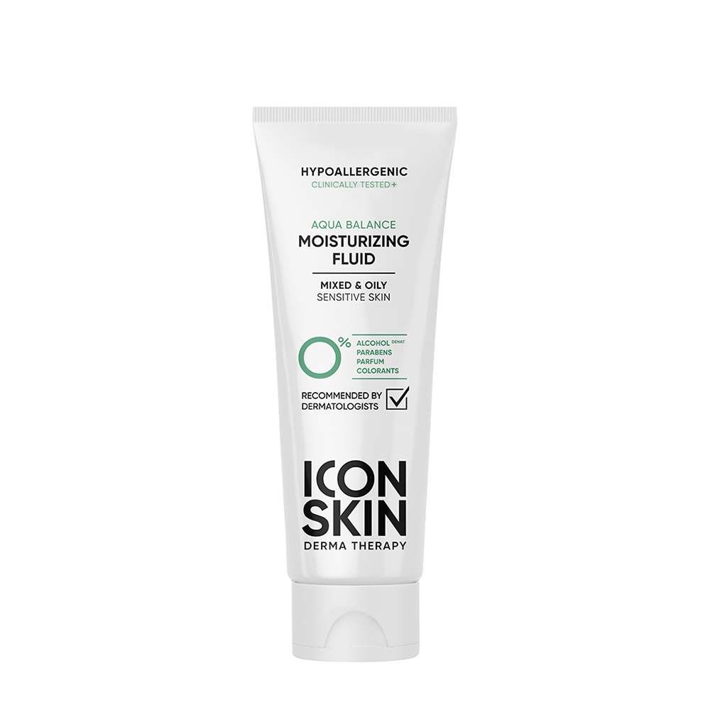 ICON SKIN Флюид увлажняющий гипоаллергенный для комбинированной и жирной кожи / Aqua Balance 75 мл маска гидробаланс mirrolla skin plus 25 мл