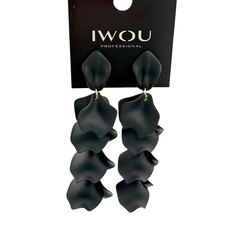 IWOU PROFESSIONAL Серьги Танцующие лепестки черные, фото 2