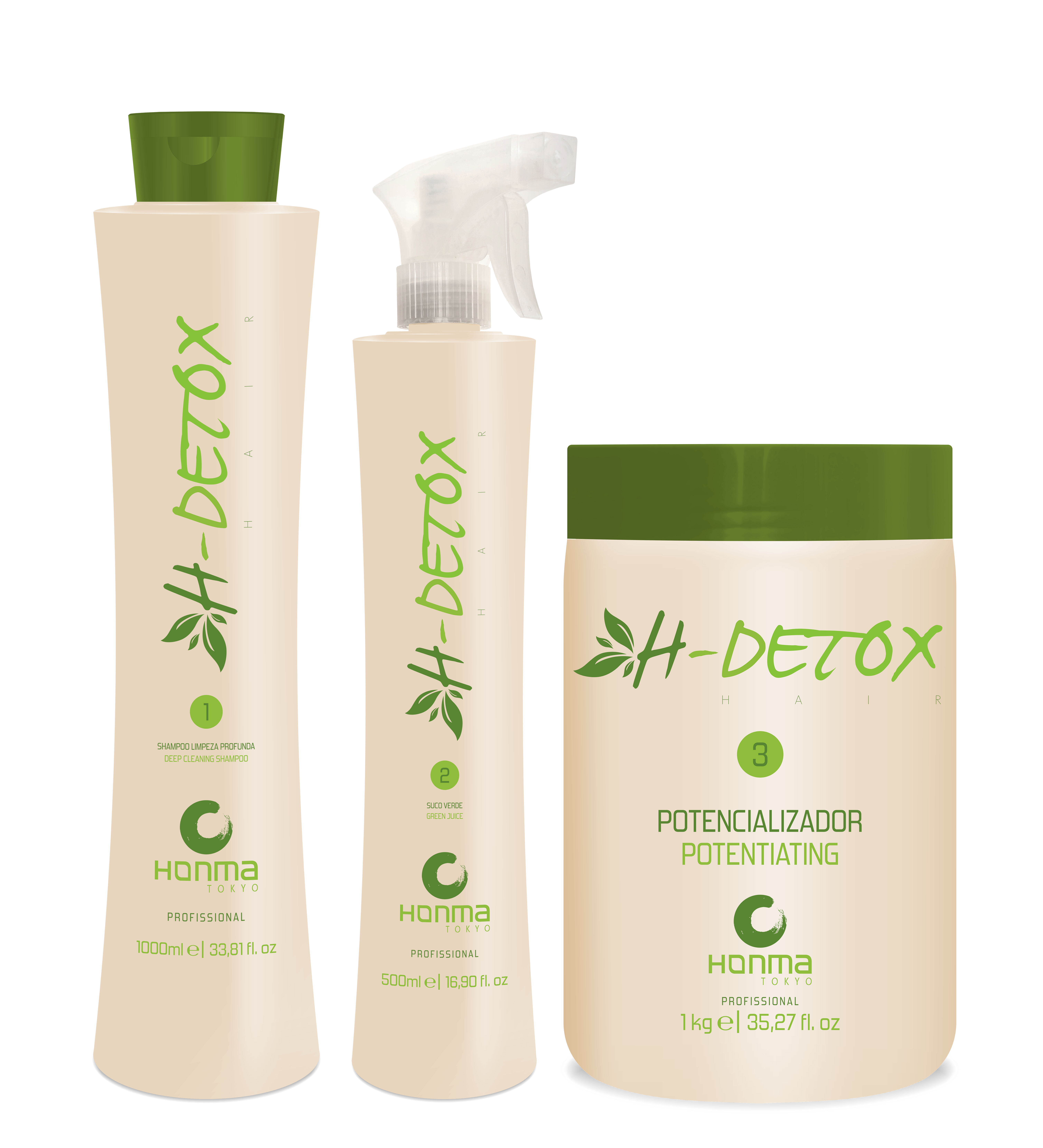 HONMA TOKYO Набор для очищения кожи головы и восстановления волос (шампунь 1000 мл, флюид 500 мл, маска 1000 мл) H-Detox