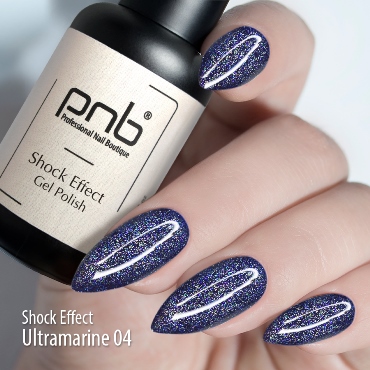 PNB 04 гель-лак для ногтей светоотражающий, ультрамарин / Gel Polish SHOCK EFFECT Ultramarine PNB UV/LED 8 мл