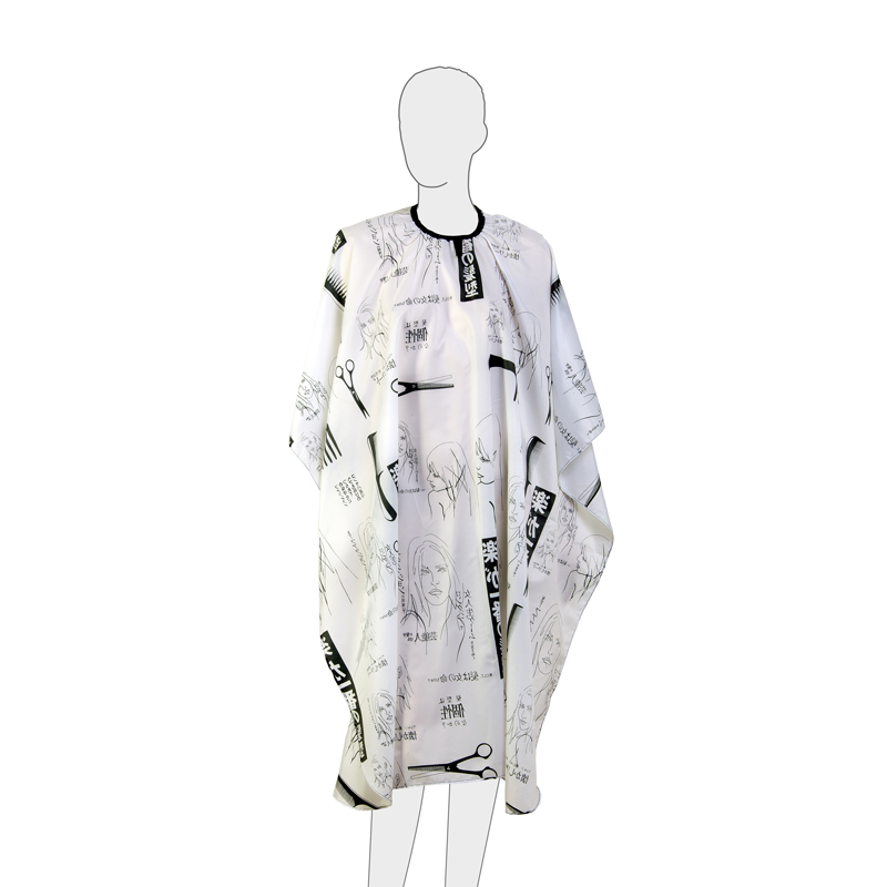 DEWAL PROFESSIONAL Пеньюар для стрижки Ножницы, полиэстер, на крючках, черный 115х146 см, фото 2