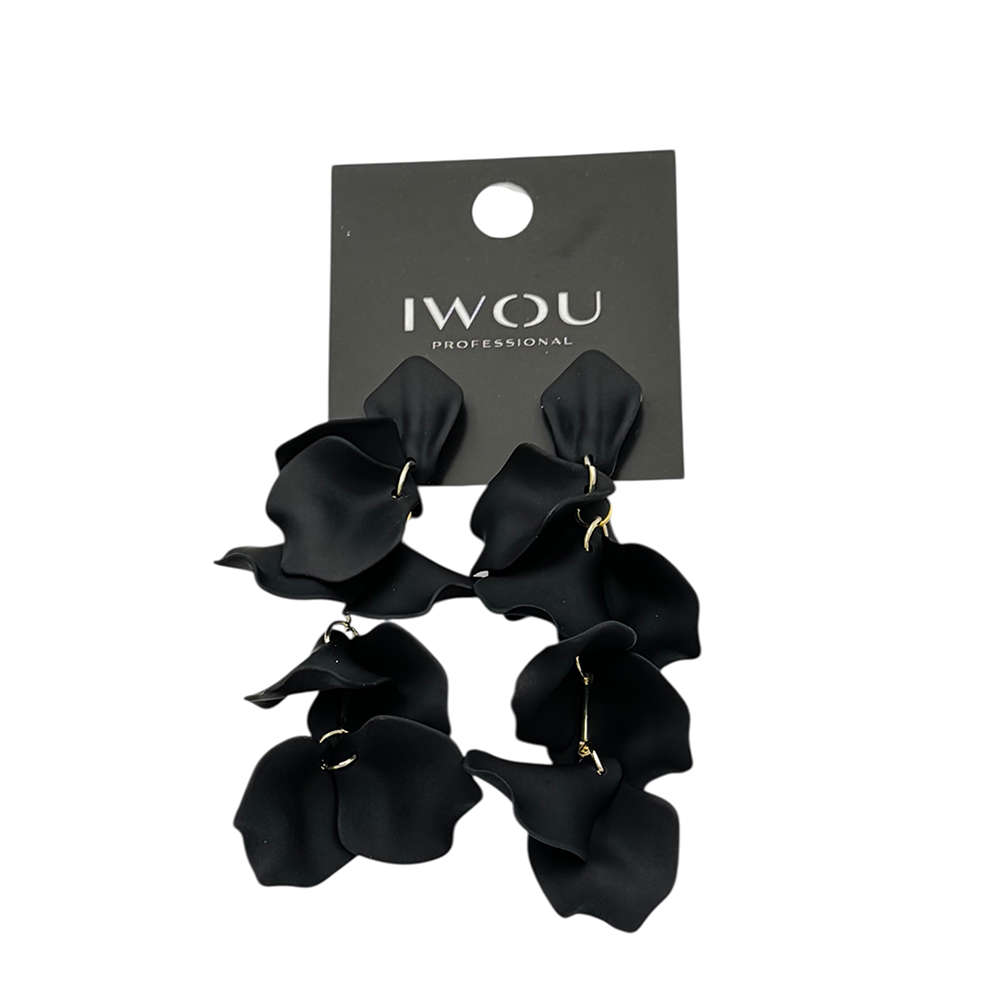 IWOU PROFESSIONAL Серьги Танцующие лепестки черные, фото 1