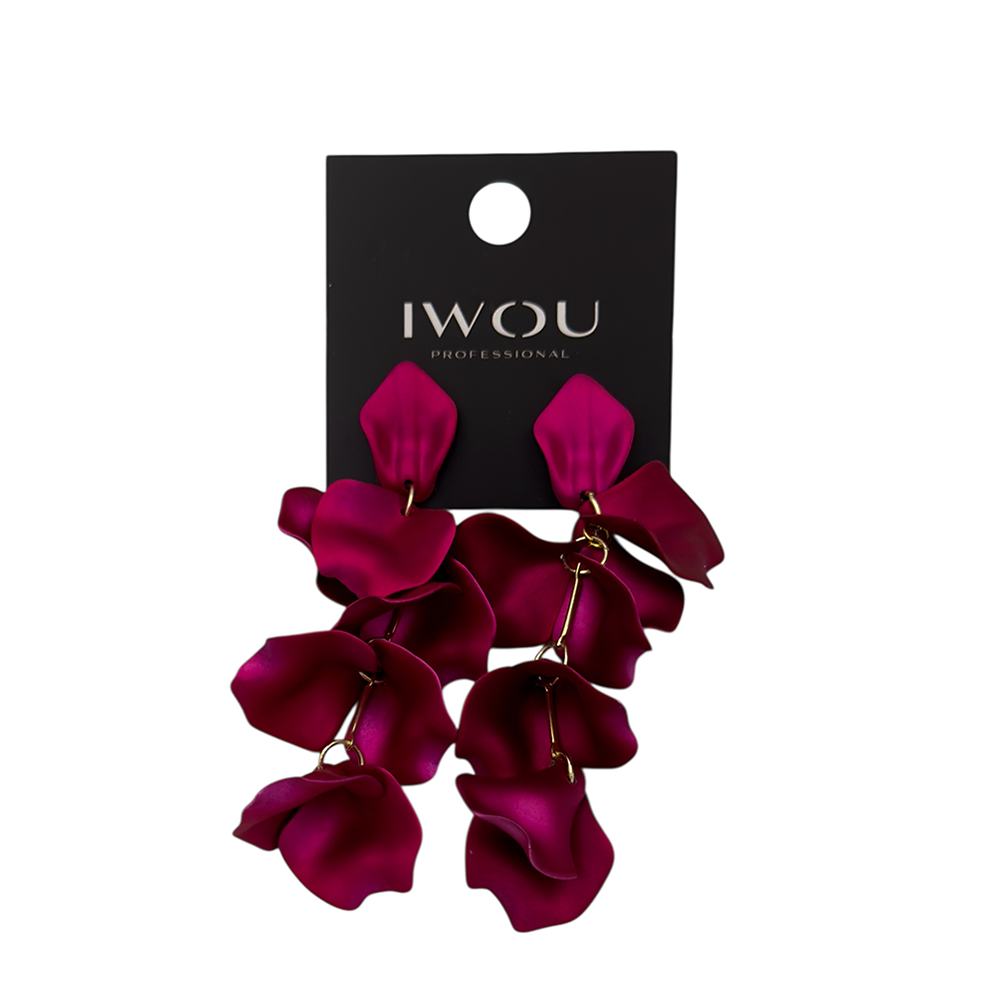IWOU PROFESSIONAL Серьги Танцующие лепестки фуксия, фото 1